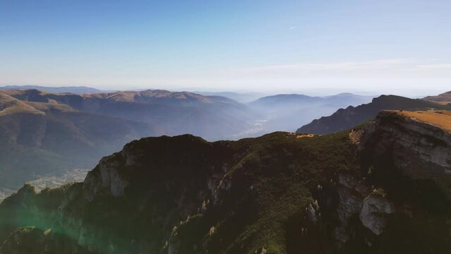 aerai view of mountains landscape in Piatra Arsa  Prahova County, in central Romania, unpolluted fresh air natural environment beauty of planet earth 