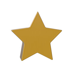Realistic Star icon 3D render transparent background