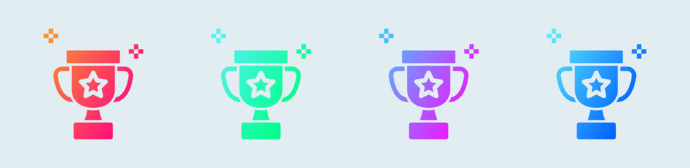 Trophy solid icon in gradient colors. Champion signs vector illustration.