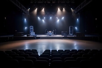 Fototapeta na wymiar Empty musical stage with lights, generative ai