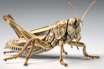 Close up Grasshopper on a white background