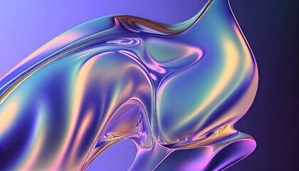 Abstract fluid holographic curved wave in motion colorful background 3d render. Gradient design element for banners, backgrounds, wallpapers, and covers. Generative AI. - obrazy, fototapety, plakaty