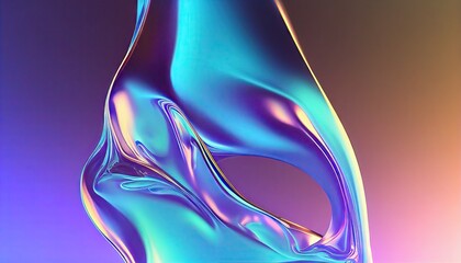 Abstract fluid holographic curved wave in motion colorful background 3d render. Gradient design element for banners, backgrounds, wallpapers, and covers. Generative AI.