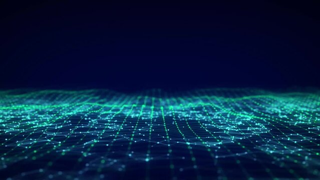 Futuristic digital data transfer concept. High-speed data flow of cryptocurrency servers. Blockchain technology. 3D rendering.	