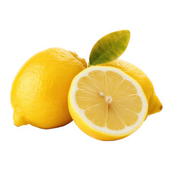Lemons with a leaf isolated