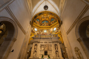 Fototapeta na wymiar LORETO, ITALY, JULY 5, 2022 - The altar with the apse inside the Shrine of the Holy House of Loreto, Italy