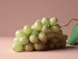 3D Fresh Ripe Green Grapes. 