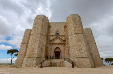 ANDRIA, ITALY, JULY 8, 2022 - View of Castel del Monte, built in an octagonal shape by Frederick II in the 13th century in Apulia, Andria province, Apulia, Italy