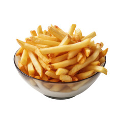 French fries in a bowl isolated on white