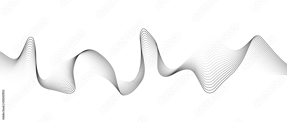 Poster abstract black smooth wave on a white background. dynamic sound wave. design element. vector illustr