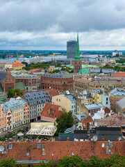 view from above in riga city, latvia