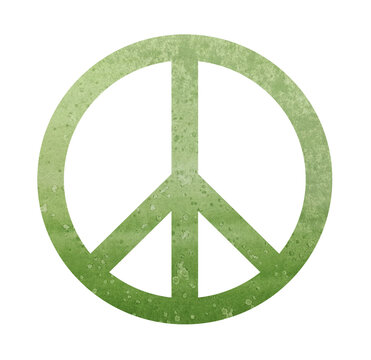 watercolor abstract green peace symbol isolated on white background.
