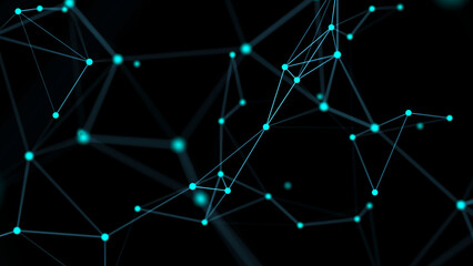 Connecting colored lines and dots in space. Abstract digital background. Data network connections.3d rendering.
