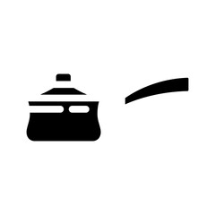 ceramic saucepan kitchen cookware glyph icon vector illustration