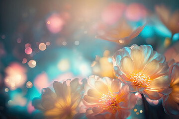 Obraz na płótnie Canvas Soft dreamy sweet colorful flower for love romance background, generative AI