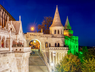 Fisherman bastion at night, Budapest, Hungary