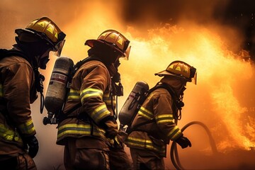 Firefighters in Action - Extinguishing Fire