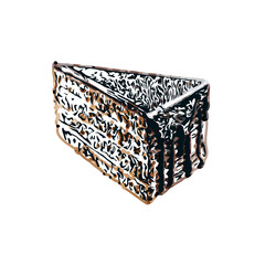 Color sketch of a piece cake with transparent background