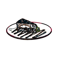 Color sketch of a piece cake with transparent background