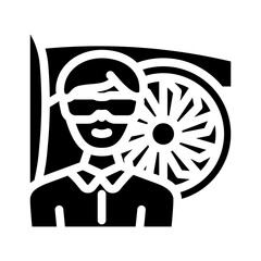 aircraft mechanic repair worker glyph icon vector illustration