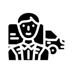 fleet maintenance manager repair worker glyph icon vector illustration