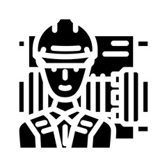 millwright repair worker glyph icon vector illustration