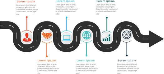 Infographic template for business. abstract horizontal growth graph infographics timeline 6 steps with icon template for business and presentation.