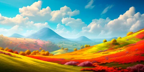 Foto op Canvas Vibrant and colorful spring landscape for a poster Generative AI © Лилия Захарчук