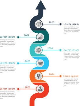 Infographic template for business. abstract horizontal growth graph infographics timeline 6 steps with icon template for business and presentation.