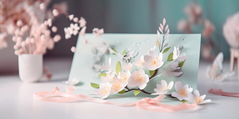 pastel-colored spring greeting card for a special occasion Generative AI