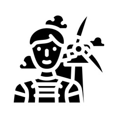 wind turbine technician repair worker glyph icon vector illustration