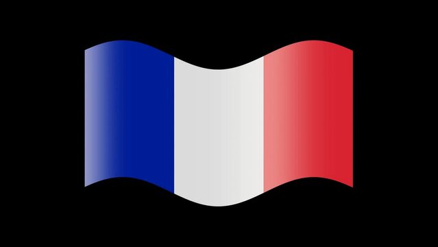 Animated france flag. French flag icon. The waving glossy banner of france. State patriotic banner. Design element, transparent, seamless loop