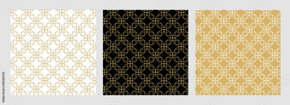 Fototapete set of pattern. background pattern seamless geometric circles line floral design abstract gold luxur