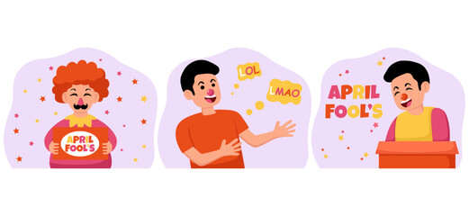 April Fools Flat Bundle Illustration