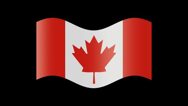 Animated canada flag. Canadian flag icon. The waving glossy banner of canada. State patriotic banner. Design element, transparent, seamless loop