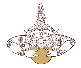 Rahu with the moon vector for card illustration background