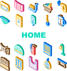 home interior house design icons set vector