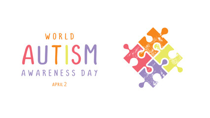 Fototapeta premium World autism awareness day banner poster isolated on white background.