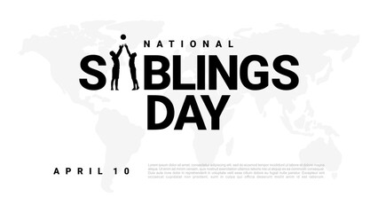 National siblings day banner poster isolated on white background celebrated on april 10.