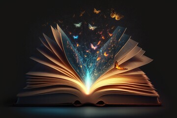book with butterflies coming out of it - Generative, AI	