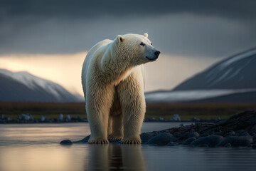 Obraz na płótnie Canvas Polar bears in the arctic. Generative ai.