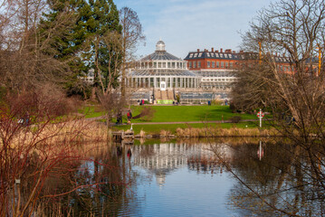 Fototapeta na wymiar Botanical garden of Rosenborg Palace in Copenhagen, Denmark