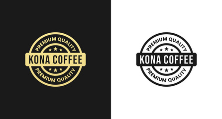 Kona coffee label or Kona coffee stamp vector isolated in flat style. Best Kona coffee label vector for product packaging design element. Elegant Kona coffee stamp vector for product packaging. - obrazy, fototapety, plakaty