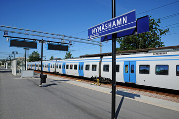 Sweden, train in the station of Nynashamn