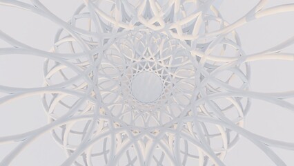 Abstract white background round ornament in design 3d render