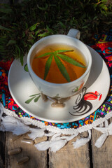 Cannabis tea, a drink made from cannabis medical marijuana.