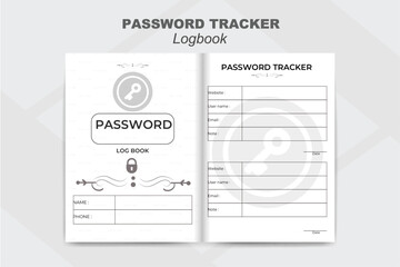 password tracker  website  information note book journal and kdp interior log book design template