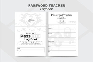 Password tracker note book and  website  information journal kdp interior log book design template