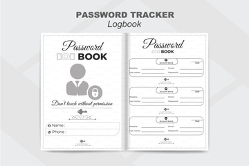 Vector password tracker log book and personal documents  note book  kdp interior design