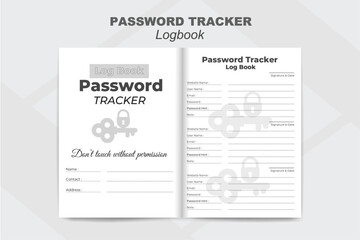 Password tracker log book design kdp interior black and white note book journal template
